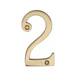 M Marcus Heritage Brass Numeral 2 - Face Fix 76mm Traditional font